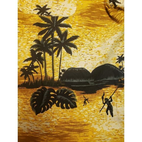 Colo Wear Means Size Large Yellow Black Hawaiian Short-Sleeve Button Front Shirt - Picture 2 of 5